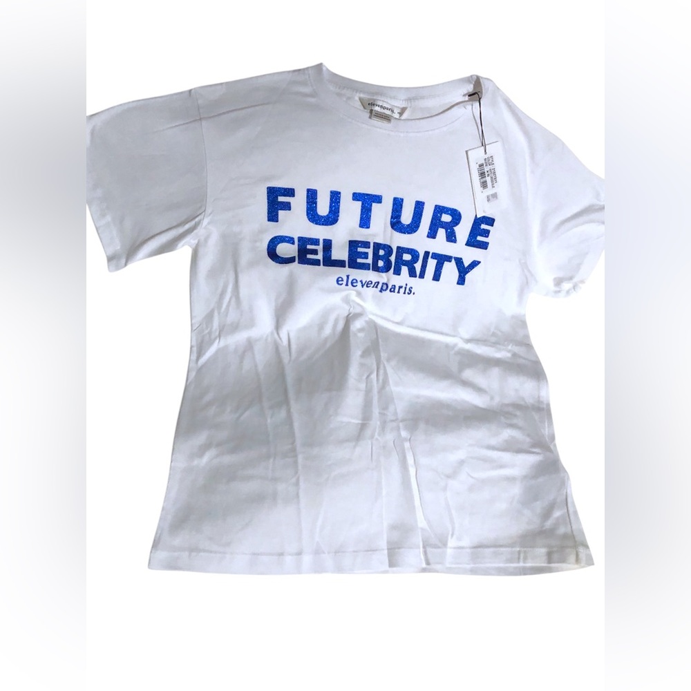 Eleven Paris (Bloomingdale’s) $89 NWT FUTURE CELEBRITY Tee in Glitter Blue!
